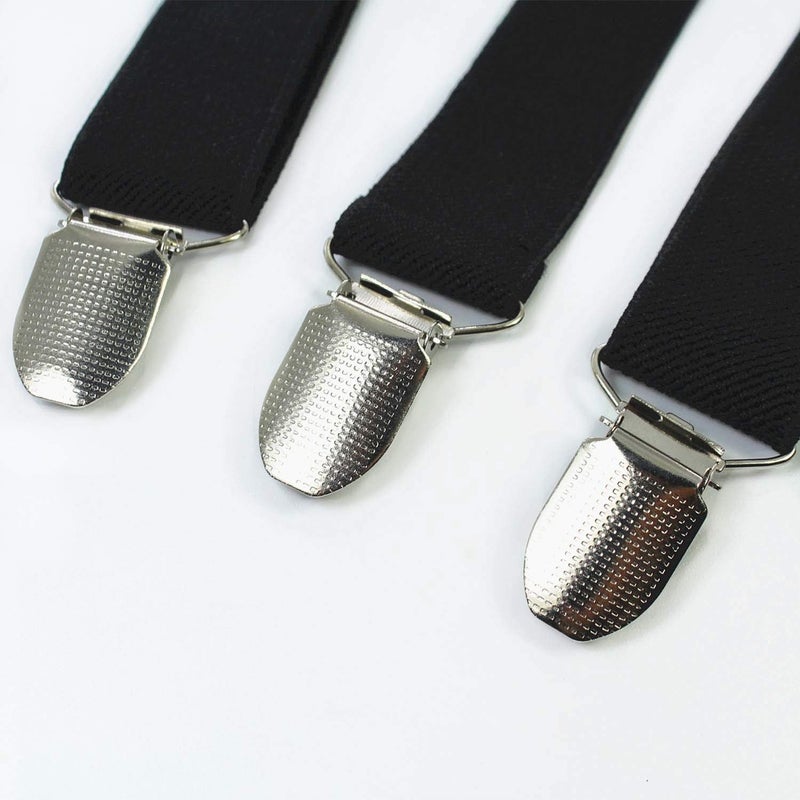 JEMYGINS Black Suspender and Silk Skinny Tie Sets for Men Slim Necktie (Black) - Image 5